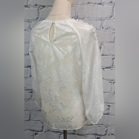Karen Millen Women's Blouse Vintage Y2K Pure White Floral Buttoned Sleeves 8 US - Picture 6 of 14